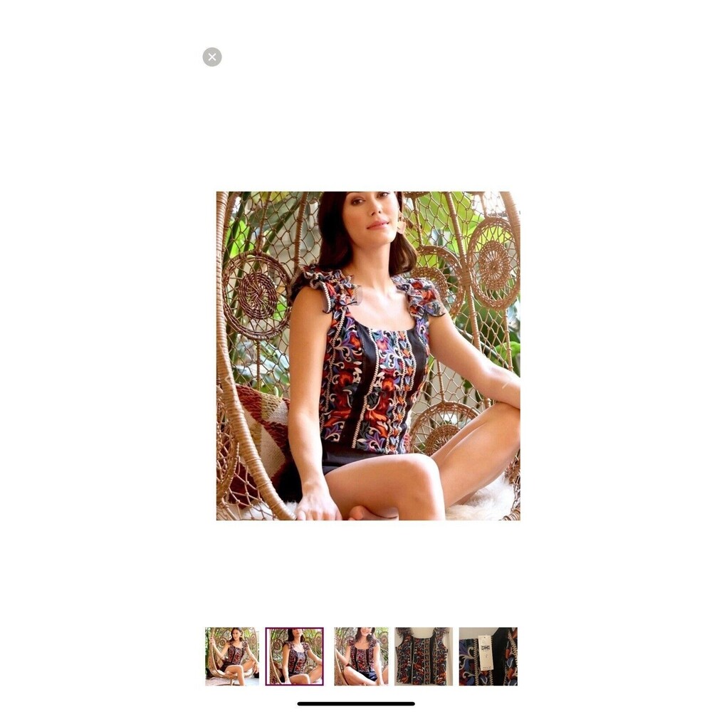 Anthropologie Eva Franco Embroidered Corset Top for Women Medium Multicolored - Picture 10 of 16